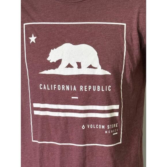 Volcom California Republic Maroon & White Graphic Tee - L - Picture 2 of 3